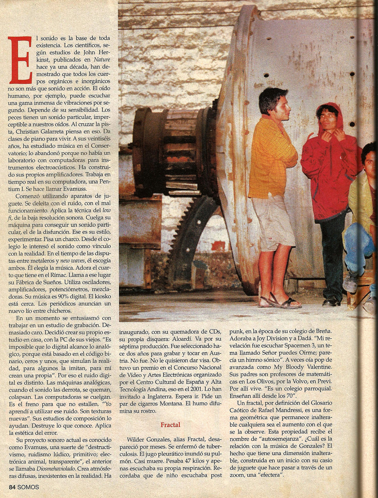 Nota de prensa de Martín Mucha. Fotografía  Renzo Giraldo. Revista ¨Somos¨ Diario ¨El Comercio¨ (Archivo Aloardi)