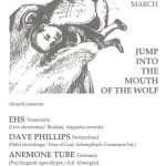 Aloardi concert 'Jump into the Mouth of the Wolf ': EHS / Dave Phillips /Anemone Tube (Villa K, The Hague, NL)